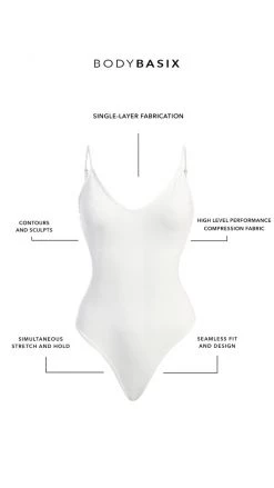 JLUXLABEL NEW ARRIVALS BODYBASIX IVORY BEE V-NECK BODYSUIT