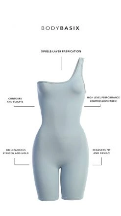 JLUXLABEL BODYBASIX SKY BLUE DOROTHY ONE SHOULDER ROMPER