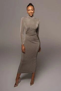 JLUXLABEL GREY KARA MOCK DRESS BACK IN