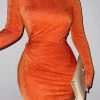 JLUXLABEL BACK IN ORANGE KARA MOCK NECK DRESS