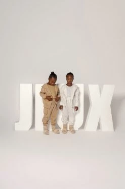 JLUXLABEL BEIGE JLUXKIDS FLEECE UNISEX HOODIE CURVE