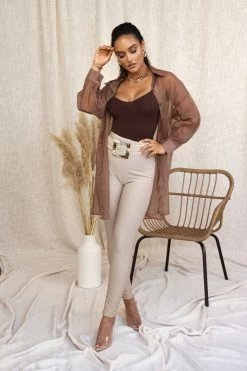 JLUXLABEL BACK IN TAUPE BLAKE SHEER BUTTON UP 17 JLUXLABEL BACK IN TAUPE BLAKE SHEER BUTTON UP