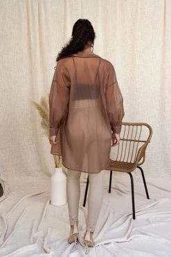 JLUXLABEL BACK IN TAUPE BLAKE SHEER BUTTON UP 27 JLUXLABEL BACK IN TAUPE BLAKE SHEER BUTTON UP