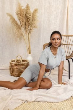 JLUXLABEL BODYBASIX GREY TENLEY BIKER SHORTS NEW ARRIVALS