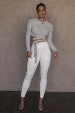 JLUXLABEL BACK IN GREY MARSIA WRAP TOP