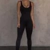 JLUXLABEL NEW ARRIVALS BLACK ALO DOUBLE LAYER JUMPSUIT