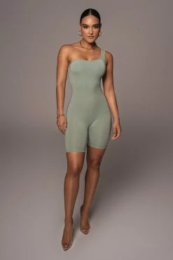 JLUXLABEL BODYBASIX SAGE DOROTHY ONE SHOULDER ROMPER NEW ARRIVALS