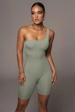 JLUXLABEL BODYBASIX SAGE DOROTHY ONE SHOULDER ROMPER NEW ARRIVALS
