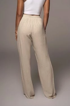 JLUXLABEL NEW ARRIVALS SAND THEA LINEN PANT