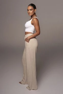 JLUXLABEL NEW ARRIVALS SAND THEA LINEN PANT