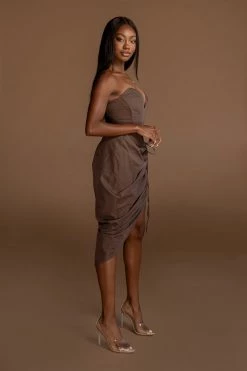 JLUXLABEL SALE CHOCOLATE MAISY RUCHED SKIRT 30 JLUXLABEL SALE CHOCOLATE MAISY RUCHED SKIRT