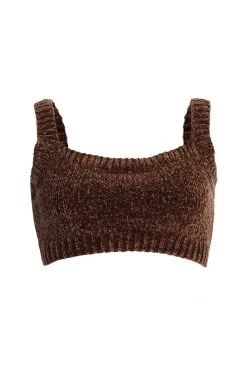 JLUXLABEL CHOCOLATE GEMMA CROP CHENILLE TOP SALE
