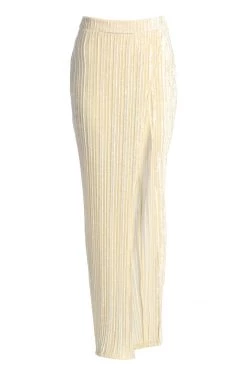JLUXLABEL CREAM KRISANA VELVET HIGH SLIT SKIRT
