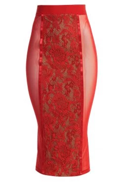 JLUXLABEL DRESSES RED NIYKEE MESH AND LACE SET