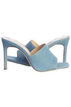 JLUXLABEL DENIM ALAINE SQUARE TOE HEELS ACCESSORIES