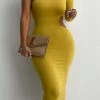 JLUXLABEL NEW ARRIVALS YELLOW JULIA MIDI DRESS