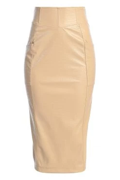 JLUXLABEL BEIGE DELISA CROC SKIRT SALE