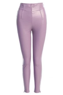 JLUXLABEL SALE PURPLE MALENE CROC HIGH WAISTED PANTS