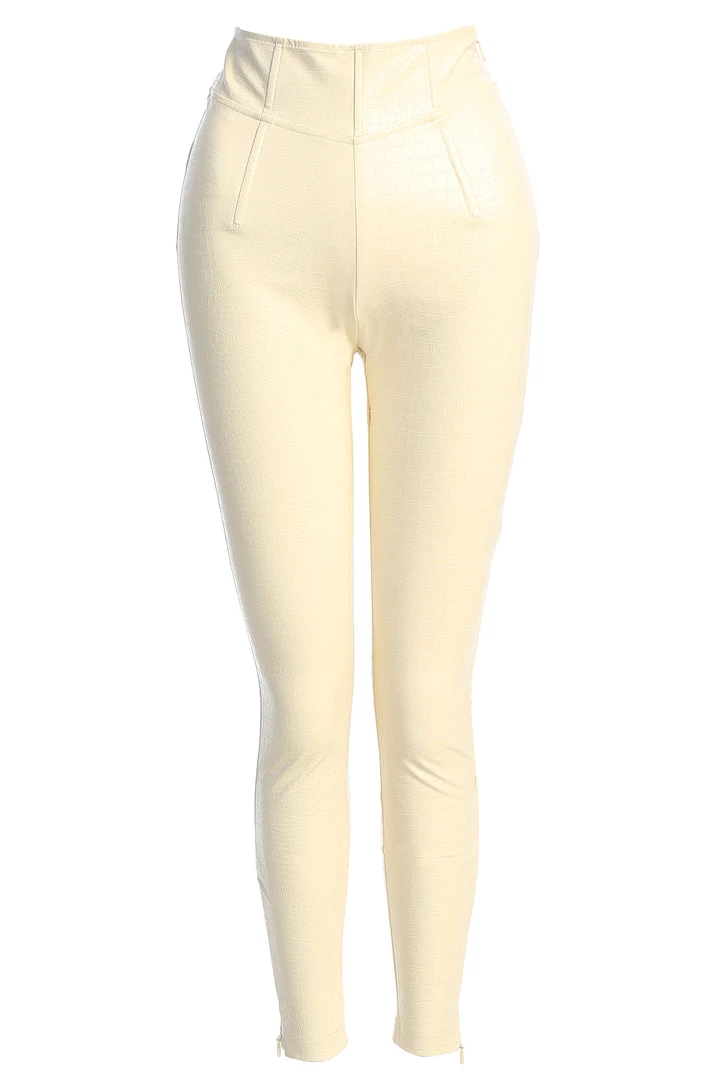 JLUXLABEL BUTTERCREAM MALENE CROC HIGH WAISTED PANTS SALE 4 JLUXLABEL BUTTERCREAM MALENE CROC HIGH WAISTED PANTS SALE