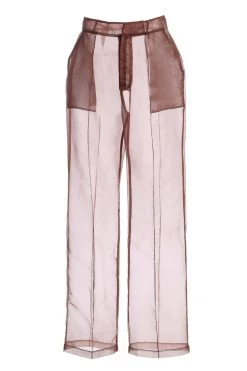 JLUXLABEL NEW ARRIVALS CHOCOLATE LIVY ORGANZA PANT