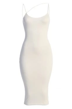 JLUXLABEL NEW ARRIVALS JLUXBASIX IVORY RORY DIAGONAL STRAP DRESS