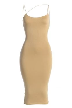 JLUXLABEL JLUXBASIX TAN RORY DIAGONAL STRAP DRESS NEW ARRIVALS