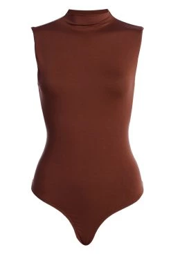 JLUXLABEL NEW ARRIVALS JLUXBASIX CHOCOLATE CIELA HIGH NECK BODYSUIT