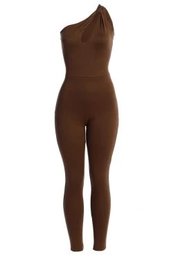 JLUXLABEL CHOCOLATE AMIRAH KEYHOLE JUMPSUIT