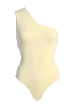 JLUXLABEL BUTTERCREAM SAMERA ONE SHOULDER BODYSUIT NEW ARRIVALS