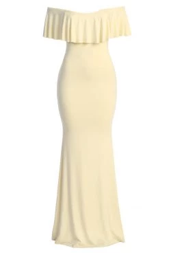 JLUXLABEL NEW ARRIVALS BUTTERCREAM ESTELLE RUFFLED MAXI DRESS