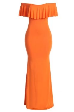 JLUXLABEL TANGERINE ESTELLE RUFFLED MAXI DRESS