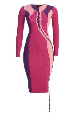 JLUXLABEL FUCHSIA VIRA LACE UP DRESS