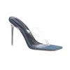 JLUXLABEL DENIM ROSETTA SQUARE TOE HEELS ACCESSORIES