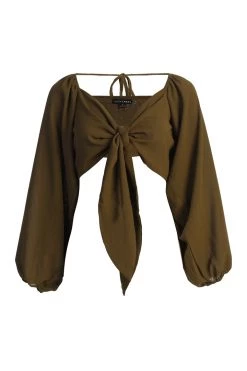 JLUXLABEL NEW ARRIVALS DARK OLIVE RAELLE CROP TOP