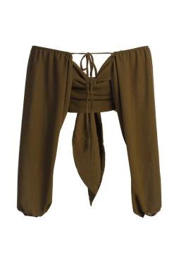 JLUXLABEL NEW ARRIVALS DARK OLIVE RAELLE CROP TOP