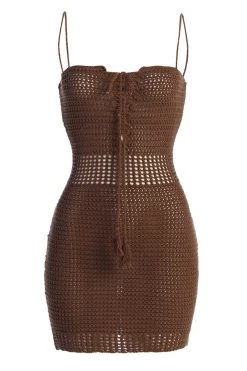 JLUXLABEL CHOCOLATE ARUBA CROCHET MINI DRESS NEW ARRIVALS