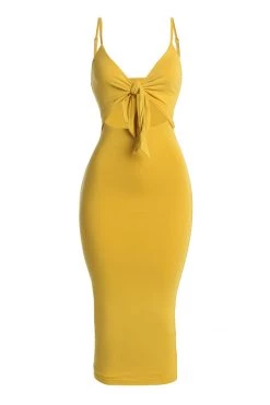 JLUXLABEL YELLOW SOULMATE CUT OUT DRESS