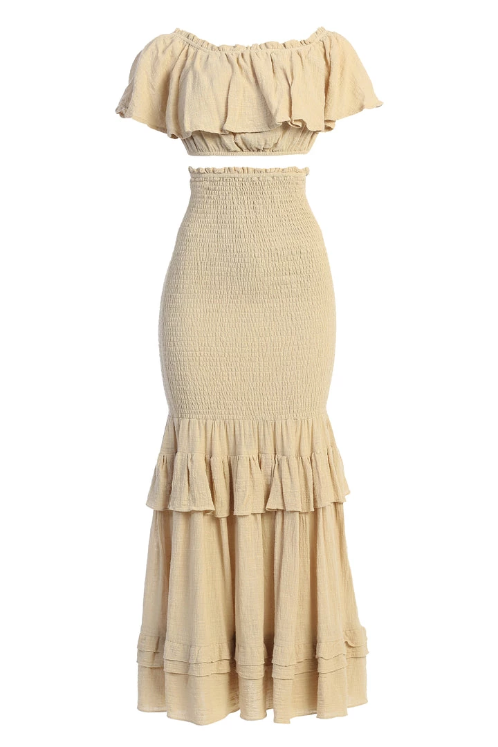 JLUXLABEL BEIGE SIENNA RUFFLED SKIRT SET NEW ARRIVALS 5 JLUXLABEL BEIGE SIENNA RUFFLED SKIRT SET NEW ARRIVALS