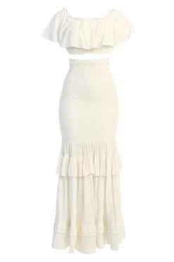 JLUXLABEL NEW ARRIVALS WHITE SIENNA RUFFLED SKIRT SET