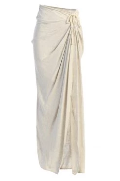 JLUXLABEL NATURAL NOELIA LINEN SLIT SKIRT NEW ARRIVALS