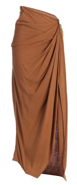 JLUXLABEL NEW ARRIVALS PECAN NOELIA LINEN SLIT SKIRT
