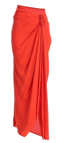 JLUXLABEL NEW ARRIVALS PERSIMMON NOELIA LINEN SLIT SKIRT