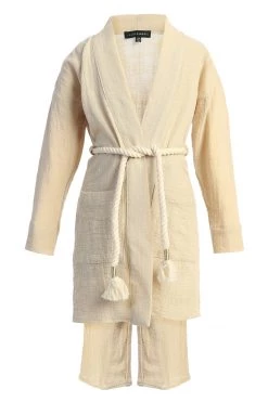 JLUXLABEL SALE Beige Kids Linen Kimono Set