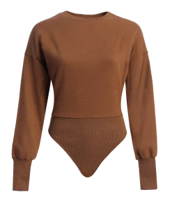 JLUXLABEL SALE PECAN AMBREAL CREW NECK BODYSUIT