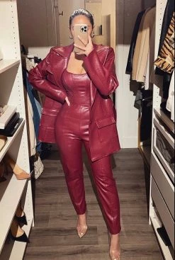 JLUXLABEL BERRY MALENE CROC HIGH WAISTED PANTS