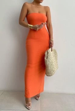 JLUXLABEL NEW ARRIVALS TANGERINE CELENA MAXI DRESS