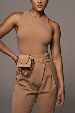 JLUXLABEL TAN ALAIA WIDE LEG PANTS