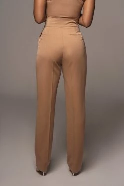 JLUXLABEL TAN ALAIA WIDE LEG PANTS