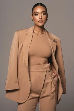 JLUXLABEL TAN ALAIA WIDE LEG PANTS