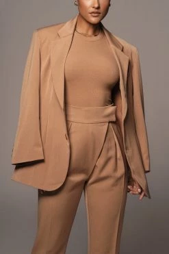 JLUXLABEL TAN ALAIA WIDE LEG PANTS